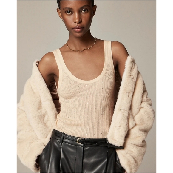 J. Crew Tops - J.Crew Featherweight Cashmere Embellished Sweater-Tank